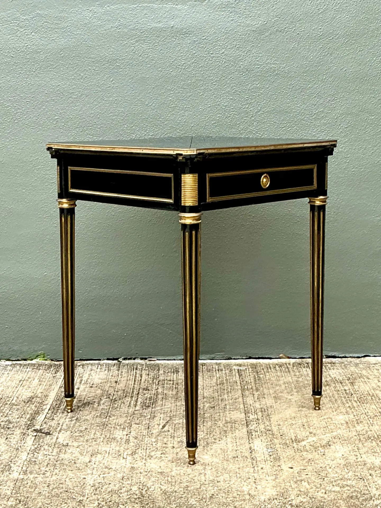 Vintage  Neoclassical Gilt Tipped Extendable Card Table — additional photo 1