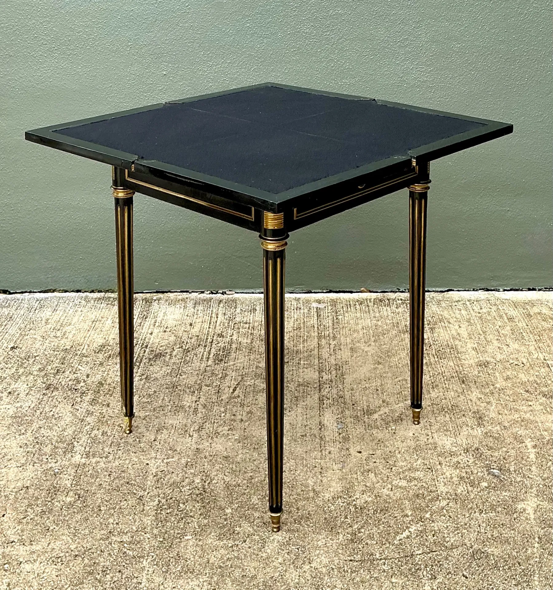 Vintage  Neoclassical Gilt Tipped Extendable Card Table — additional photo 7