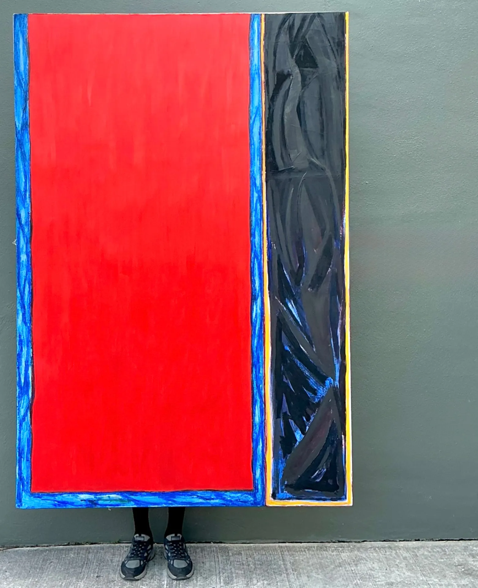 Monumental Sharon Gold Color Block Abstract Painting — additional photo 8