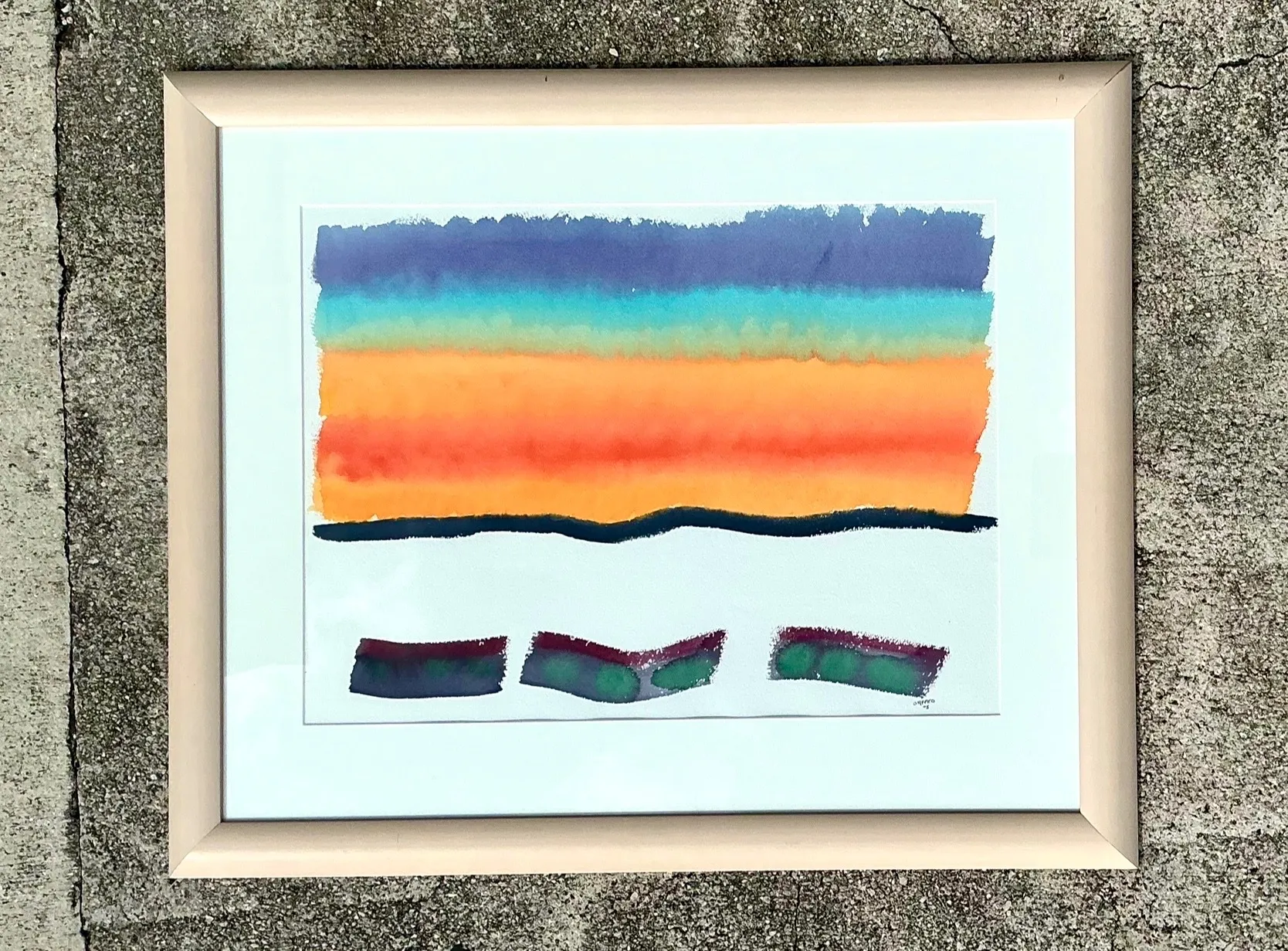 Framed Abstract Joe Orffeo Watercolor Painting — additional photo 2