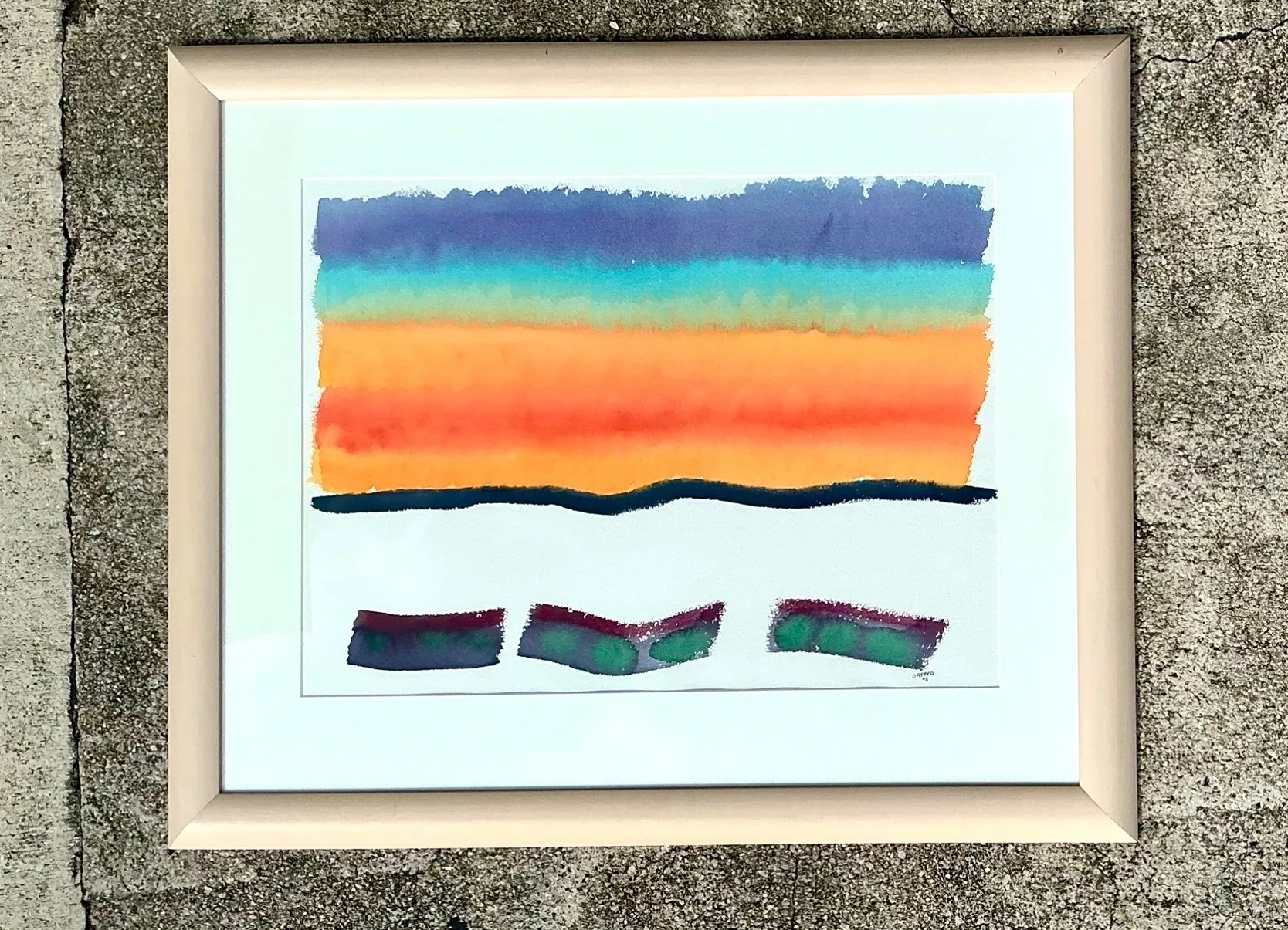 Framed Abstract Joe Orffeo Watercolor Painting — additional photo 8
