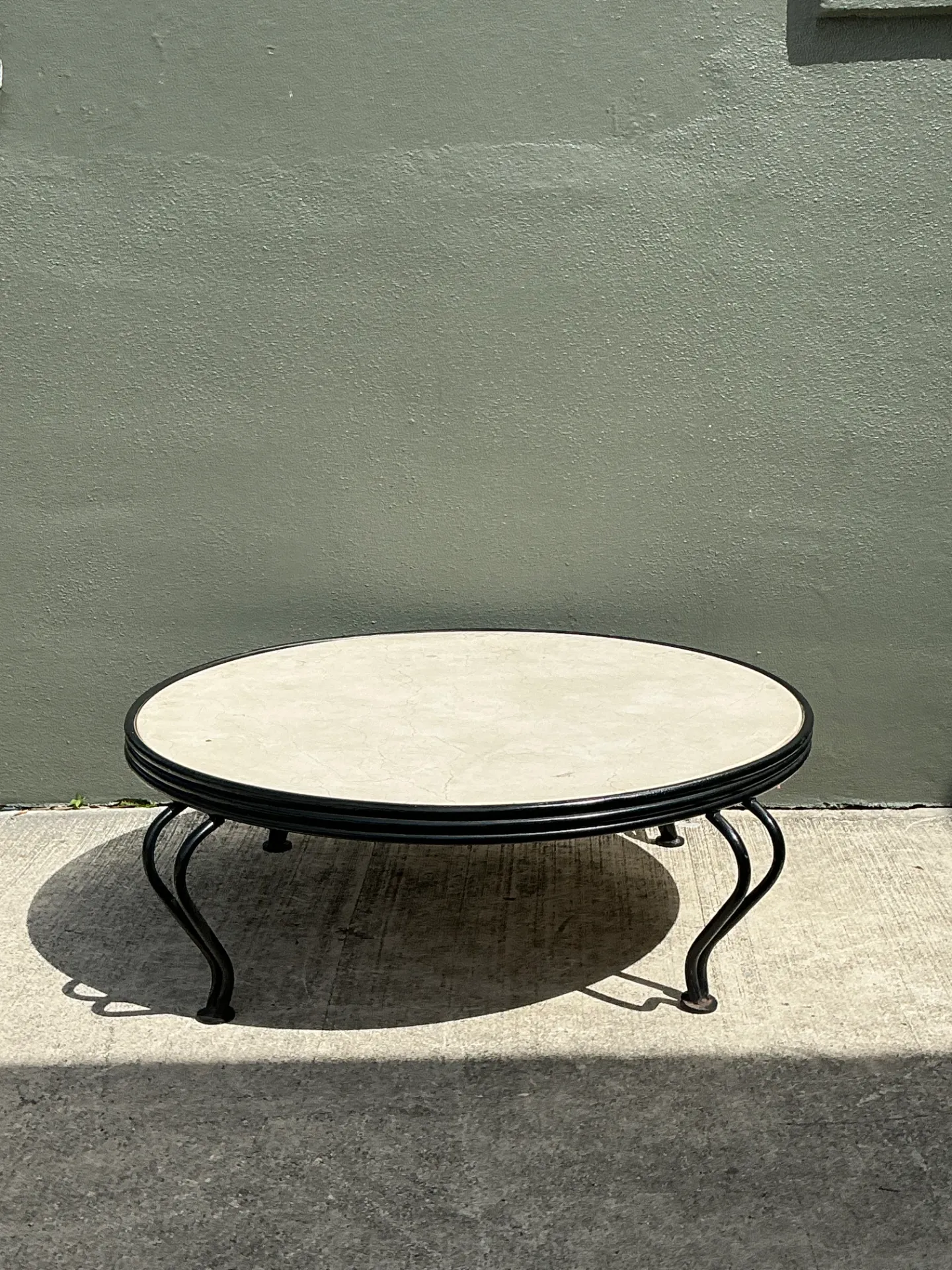 Vintage Round Stone Top Coffee Table — additional photo 7