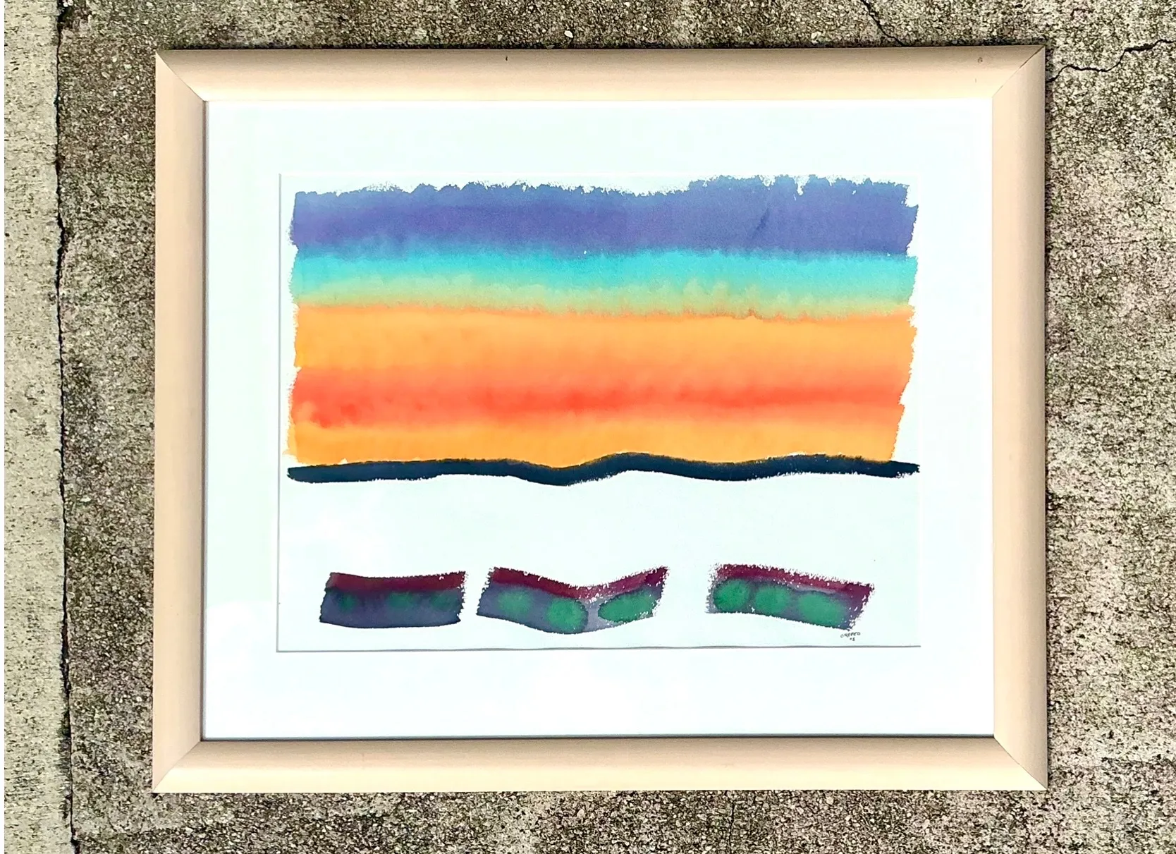 Framed Abstract Joe Orffeo Watercolor Painting — additional photo 7