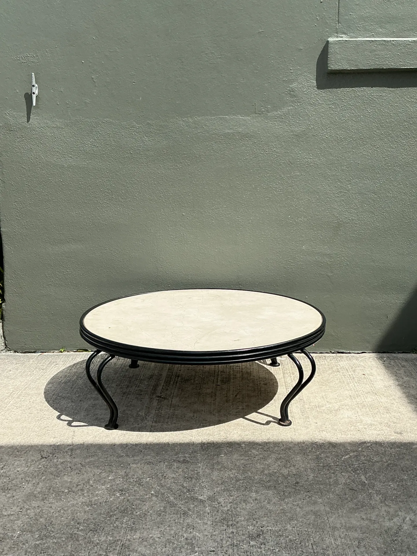Vintage Round Stone Top Coffee Table — additional photo 2