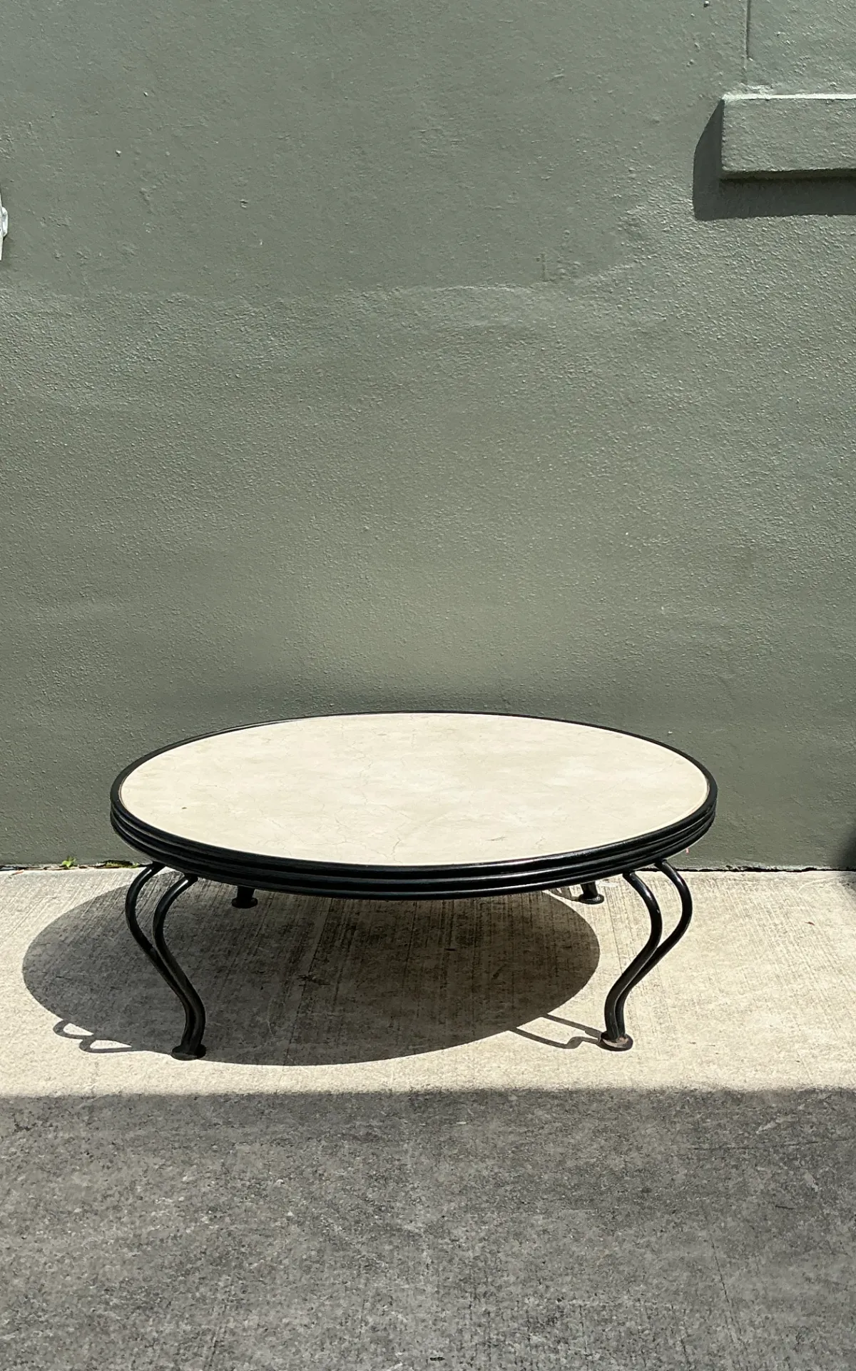 Vintage Round Stone Top Coffee Table — additional photo 2