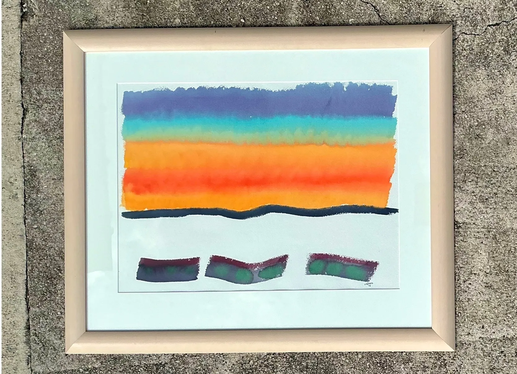 Framed Abstract Joe Orffeo Watercolor Painting — additional photo 6