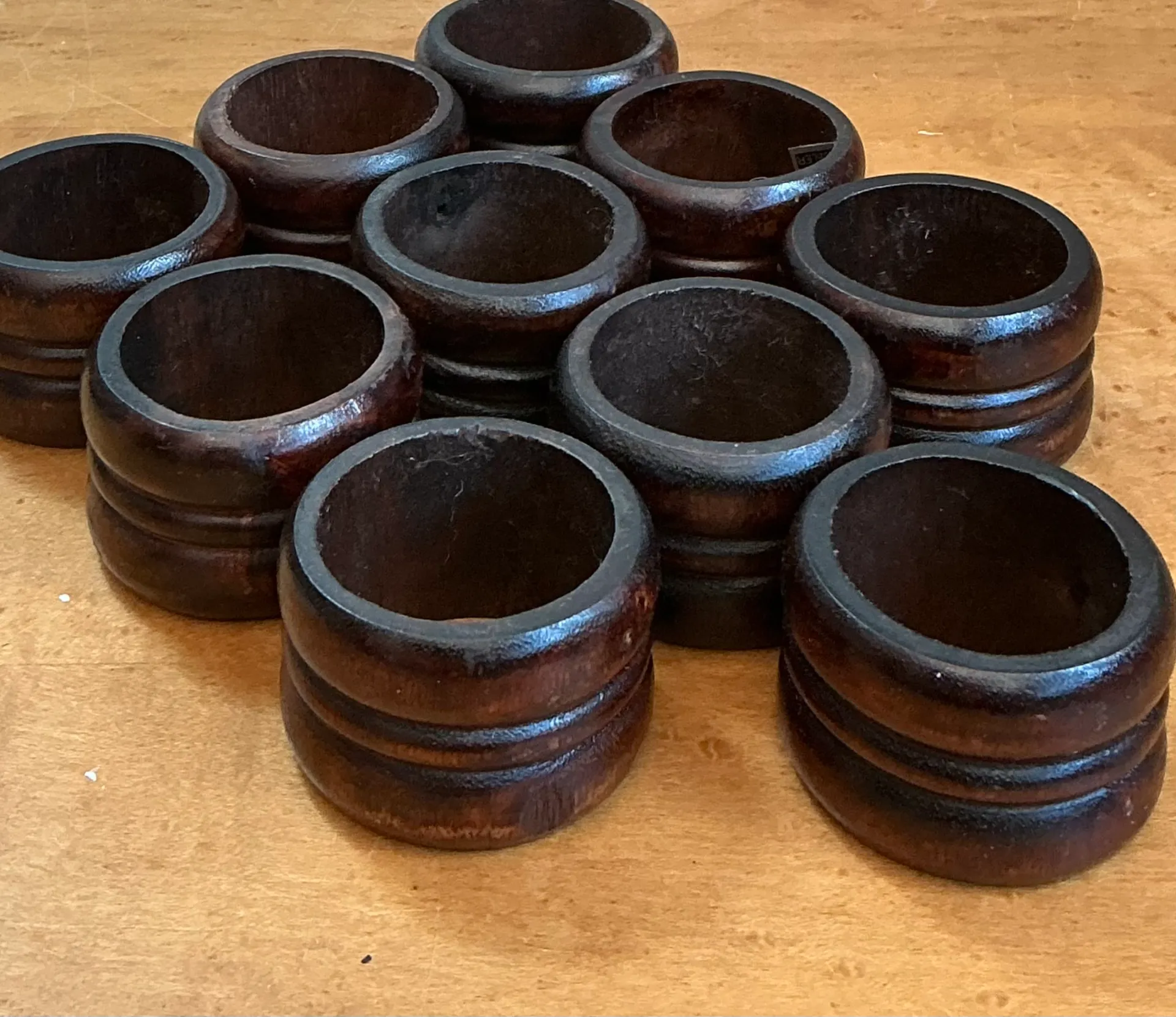 Vintage Carved Wood Napkin Rings - Set of 10 — additional photo 7