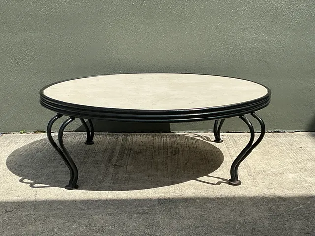 Vintage Round Stone Top Coffee Table — additional photo 4