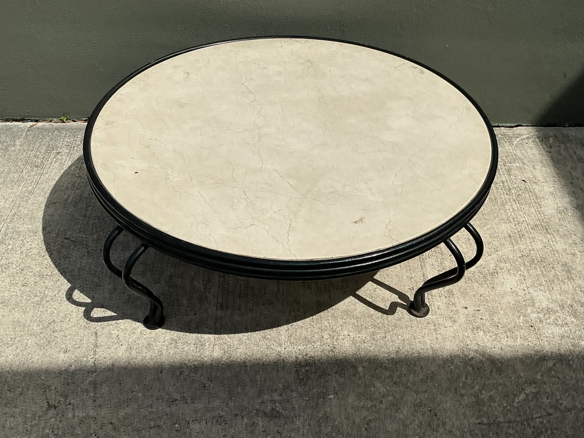 Vintage Round Stone Top Coffee Table — additional photo 6