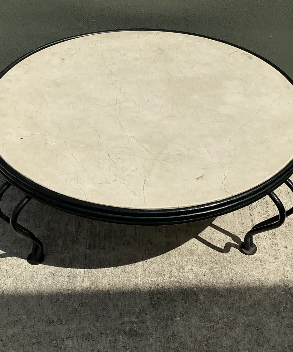 Vintage Round Stone Top Coffee Table — additional photo 6