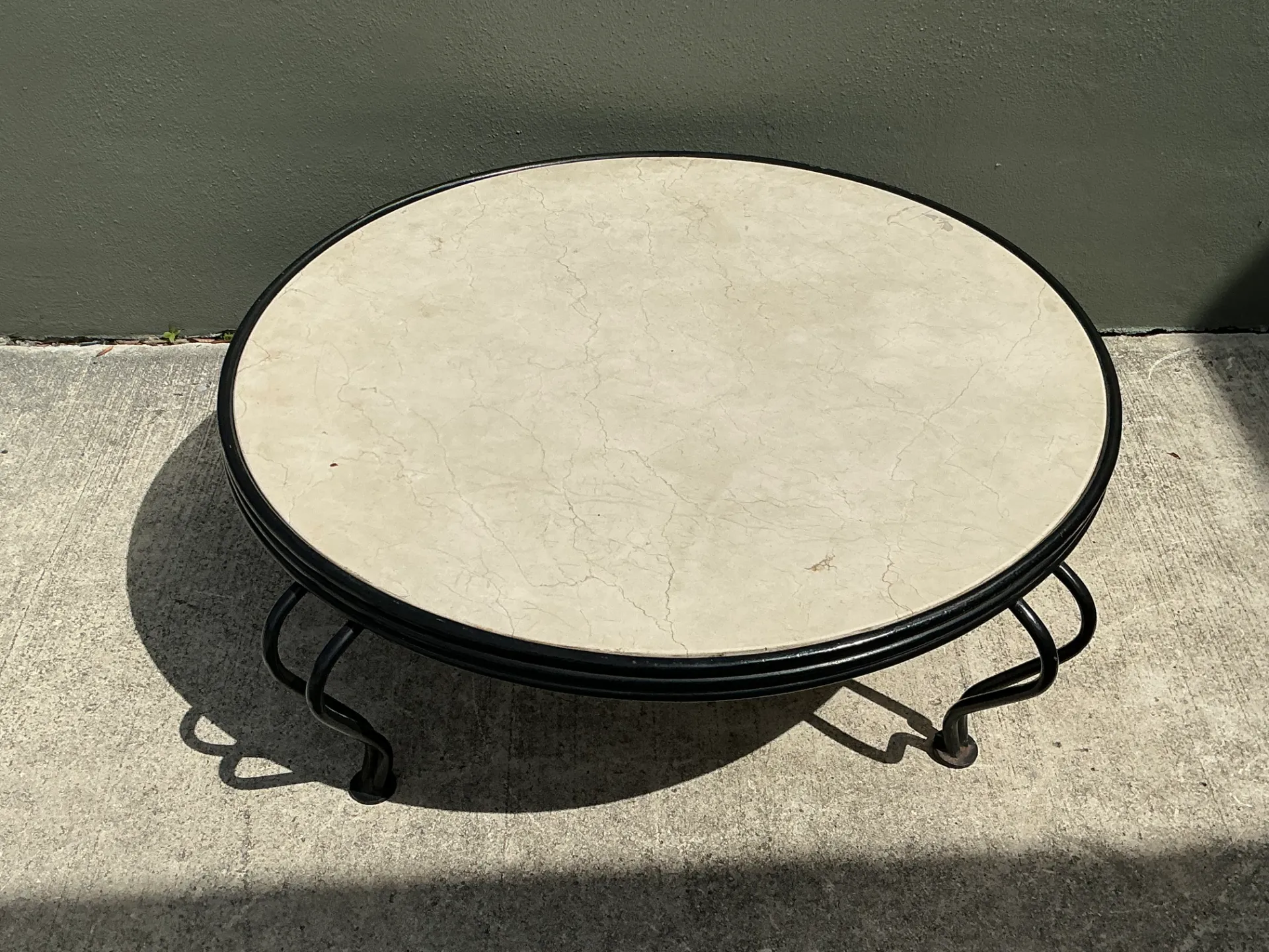 Vintage Round Stone Top Coffee Table — additional photo 1