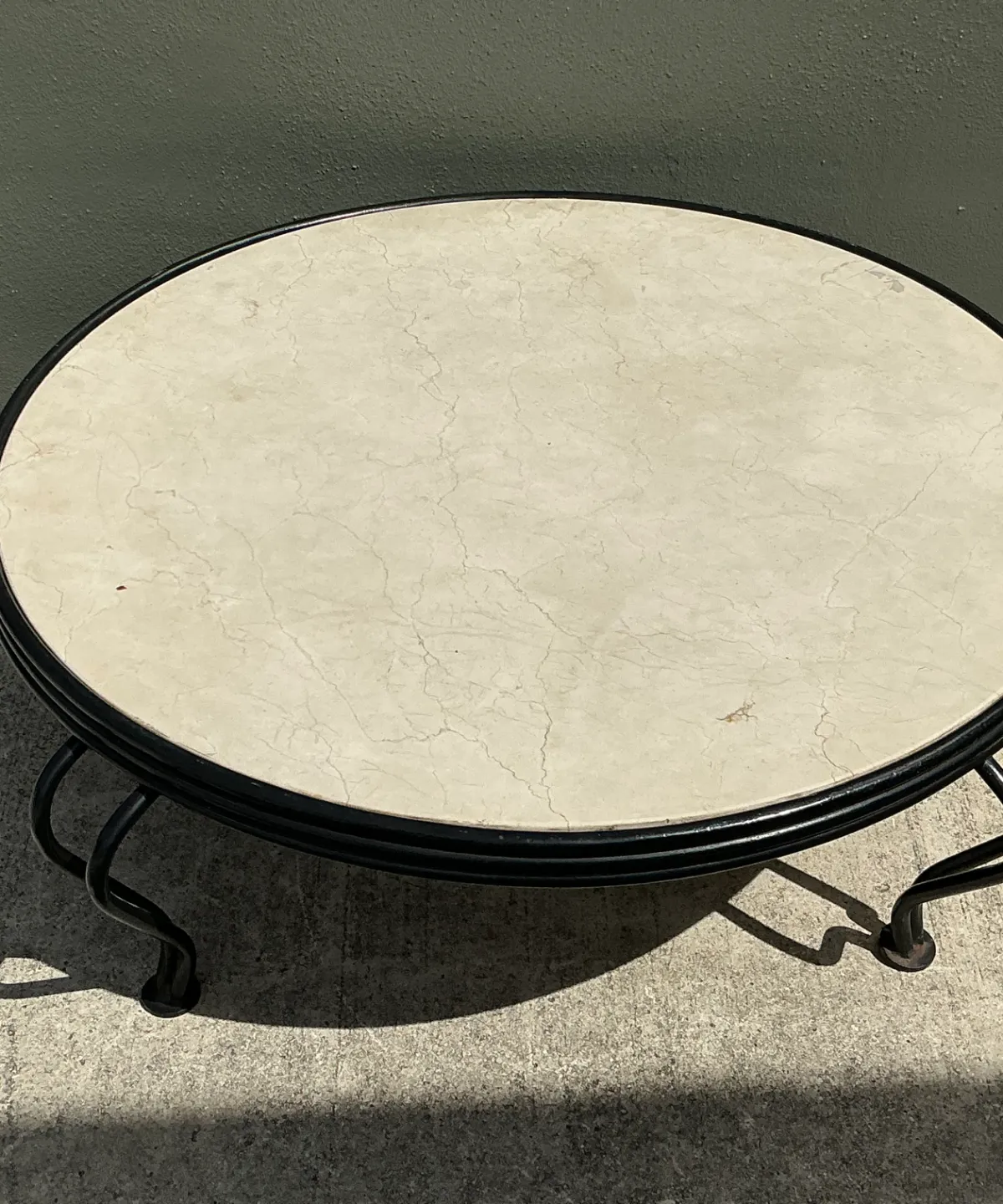 Vintage Round Stone Top Coffee Table — additional photo 1