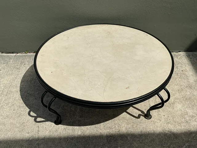 Vintage Round Stone Top Coffee Table — additional photo 1