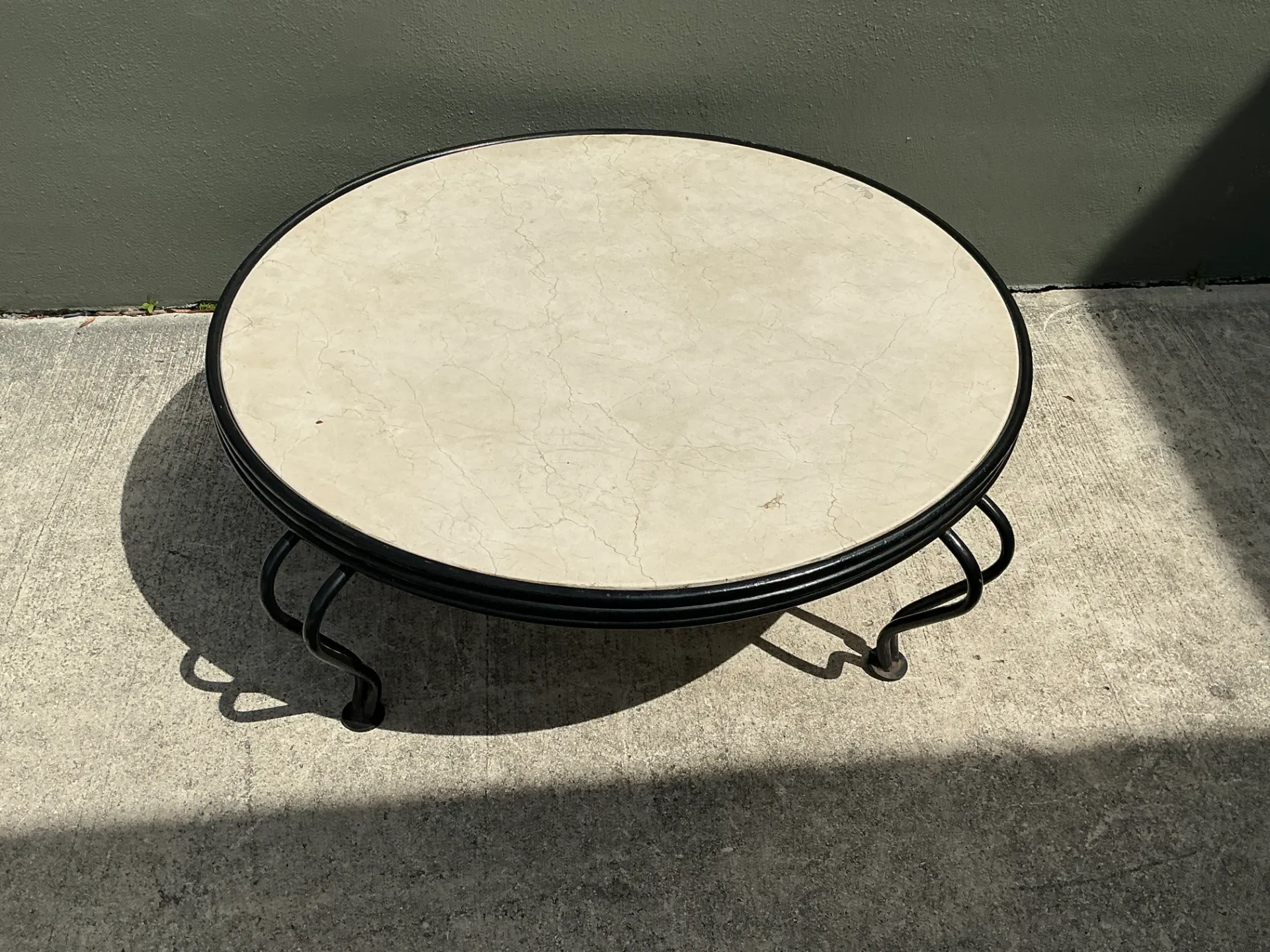 Vintage Round Stone Top Coffee Table — additional photo 3