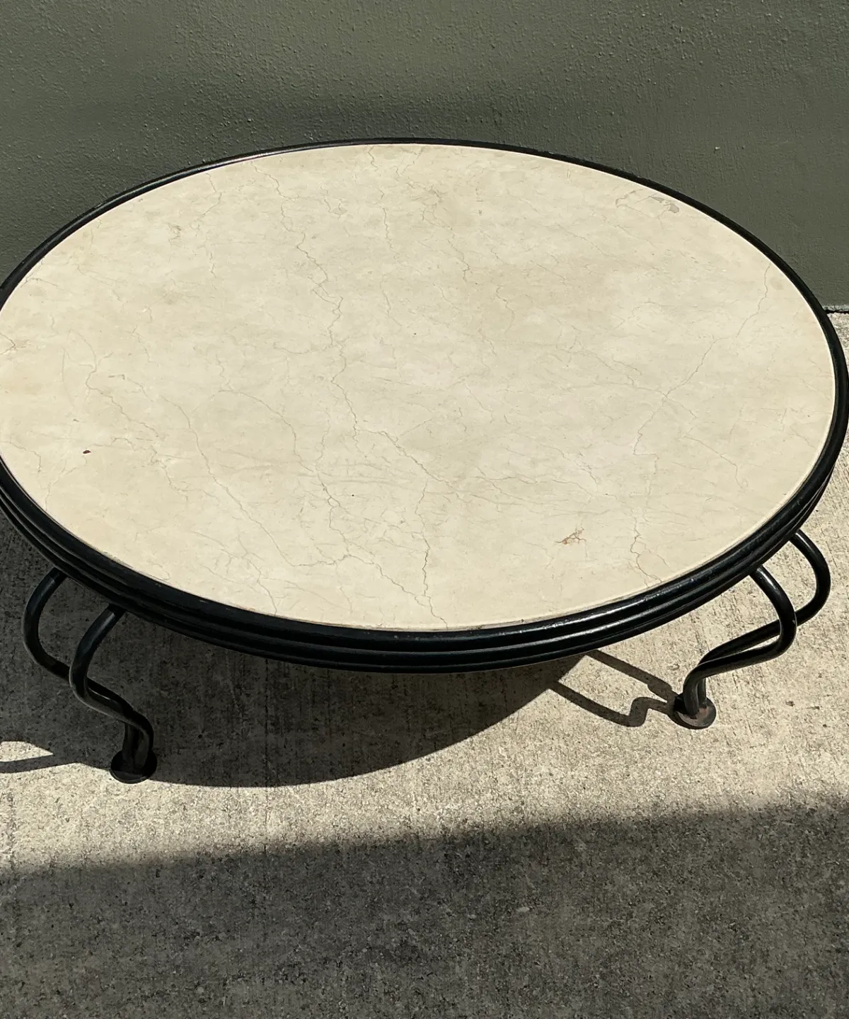 Vintage Round Stone Top Coffee Table — additional photo 3
