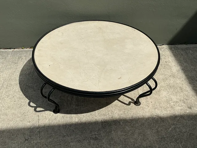 Vintage Round Stone Top Coffee Table — additional photo 3