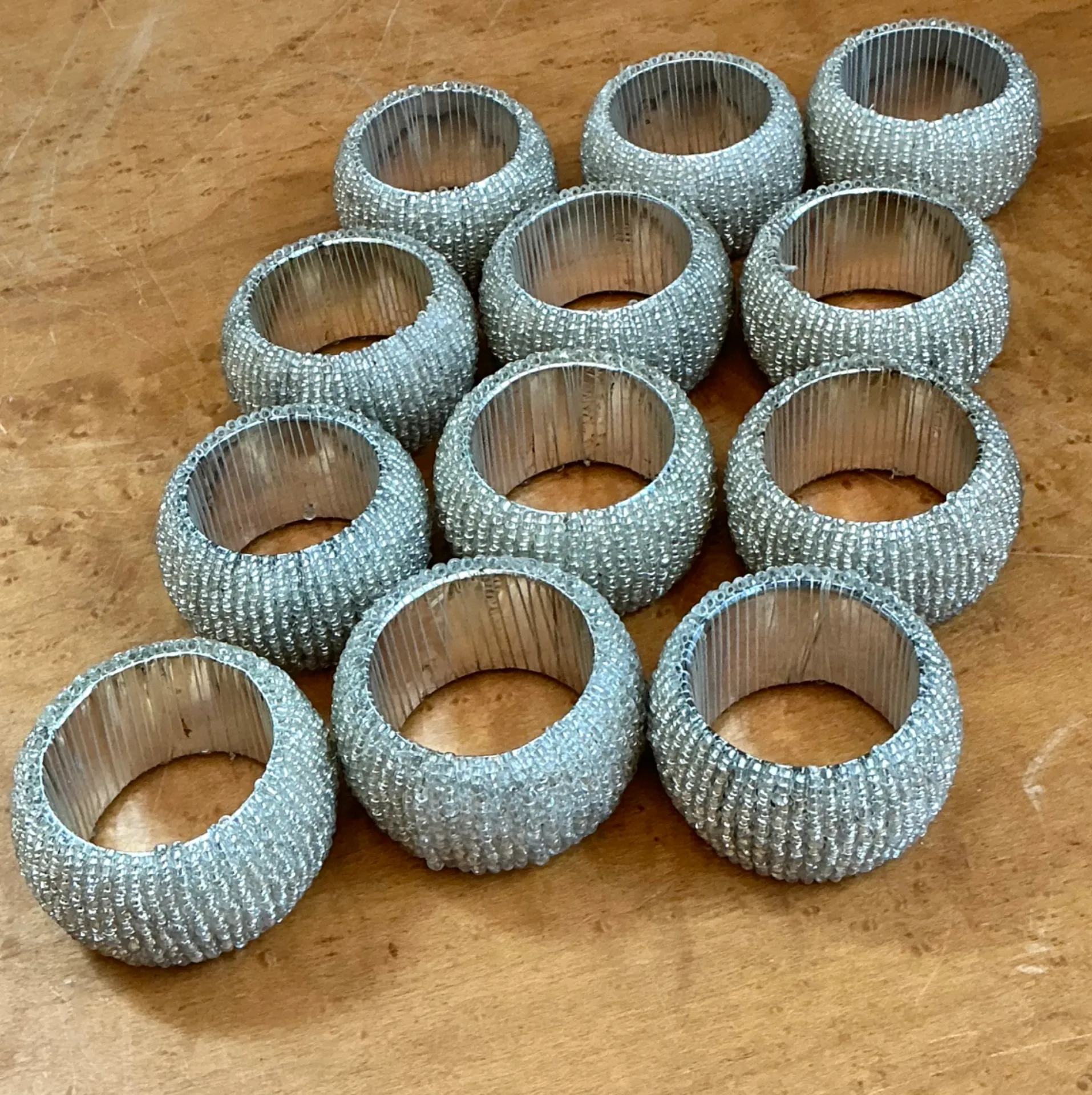 Vintage Glass Beaded Napkin Rings - Set of 12 — additional photo 1