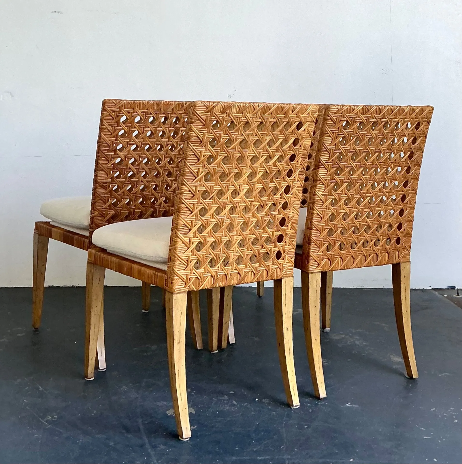 Vintage Woven Cane Dining Chairs - Set Of 4 — additional photo 5