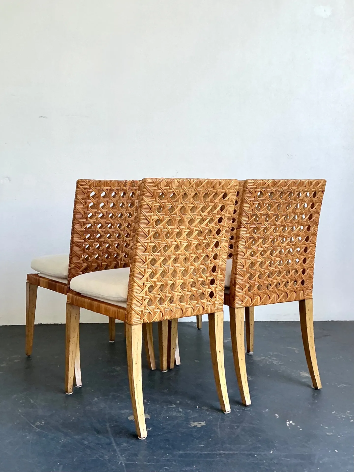 Vintage Woven Cane Dining Chairs - Set Of 4 — additional photo 6
