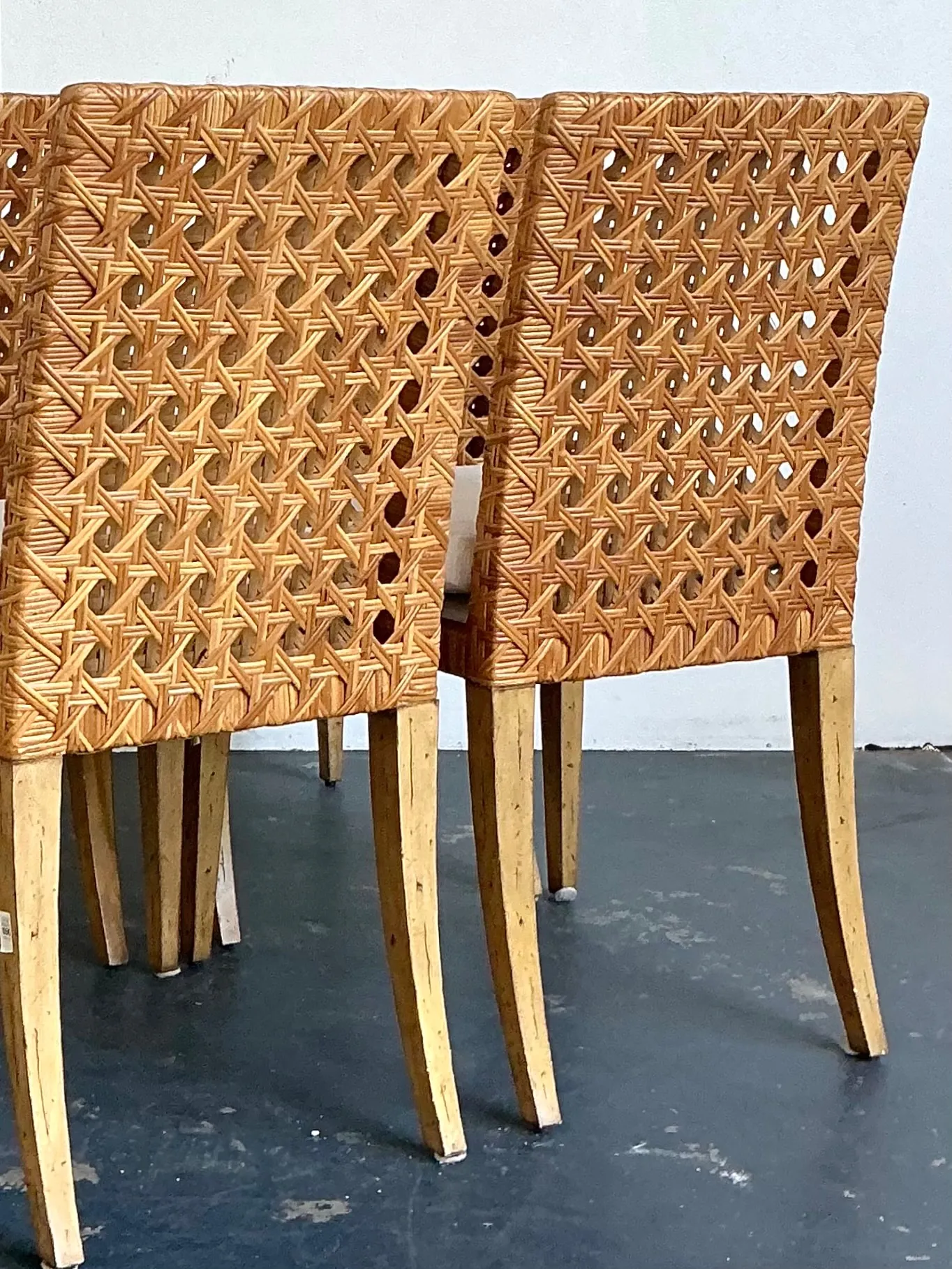 Vintage Woven Cane Dining Chairs - Set Of 4 — additional photo 2