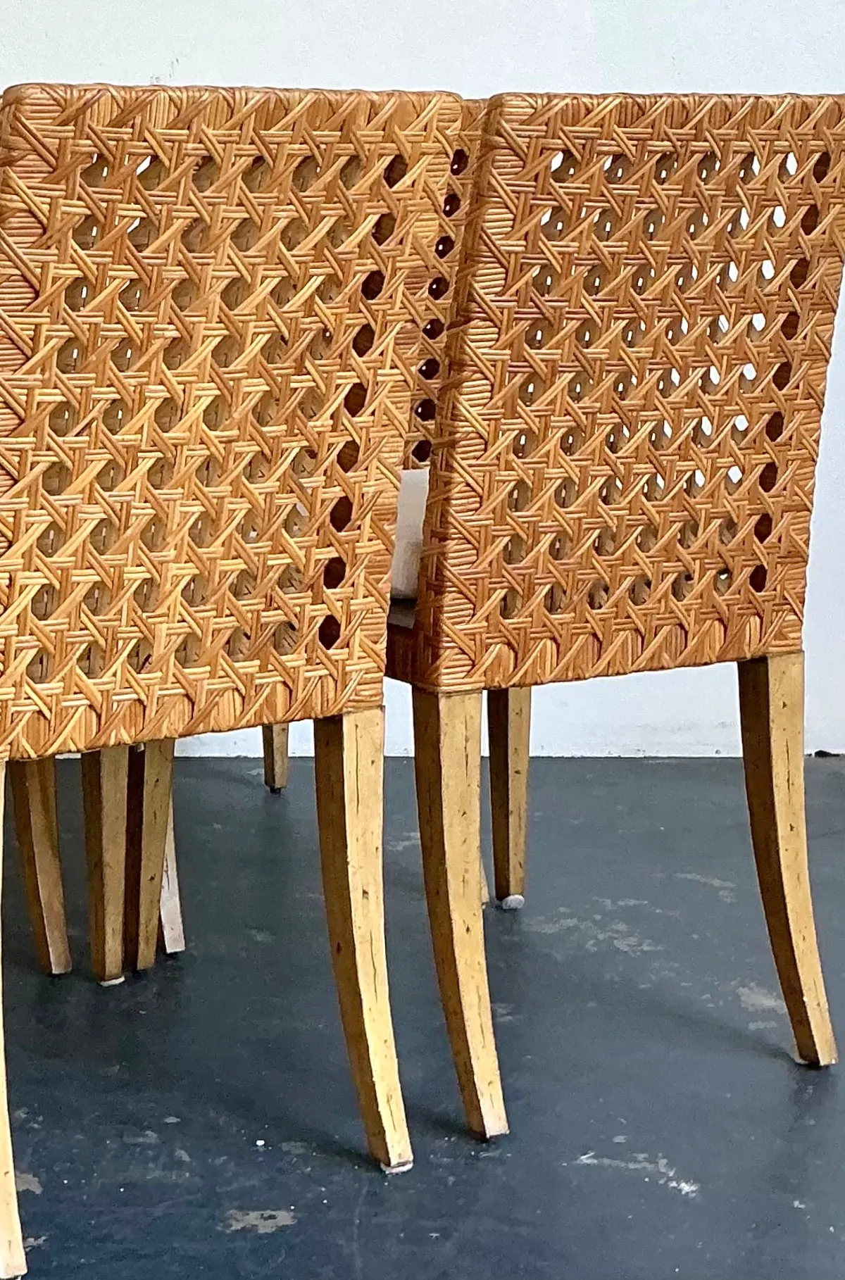 Vintage Woven Cane Dining Chairs - Set Of 4 — additional photo 2