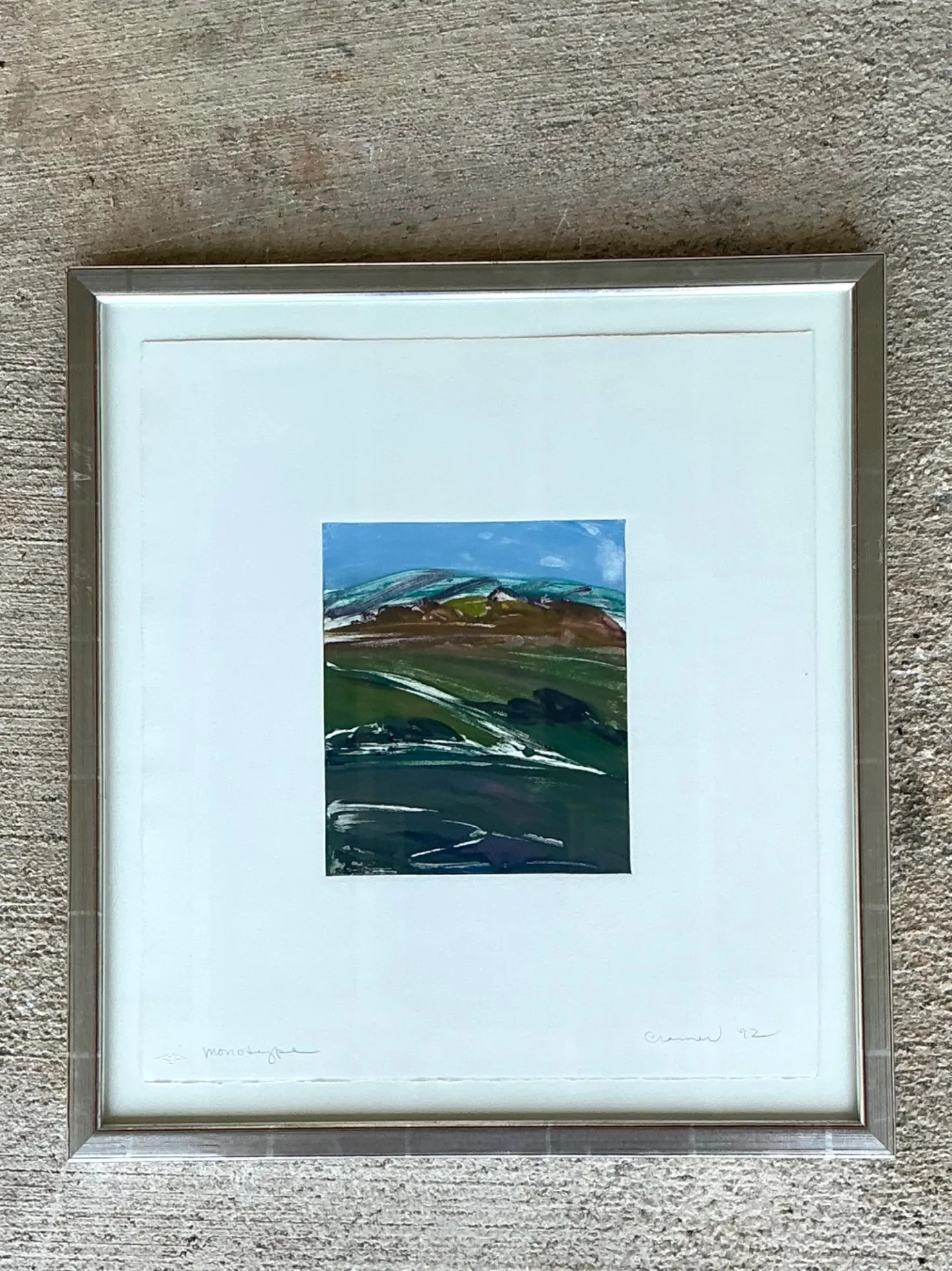Framed Abstract Landscape Monotype Print — additional photo 6