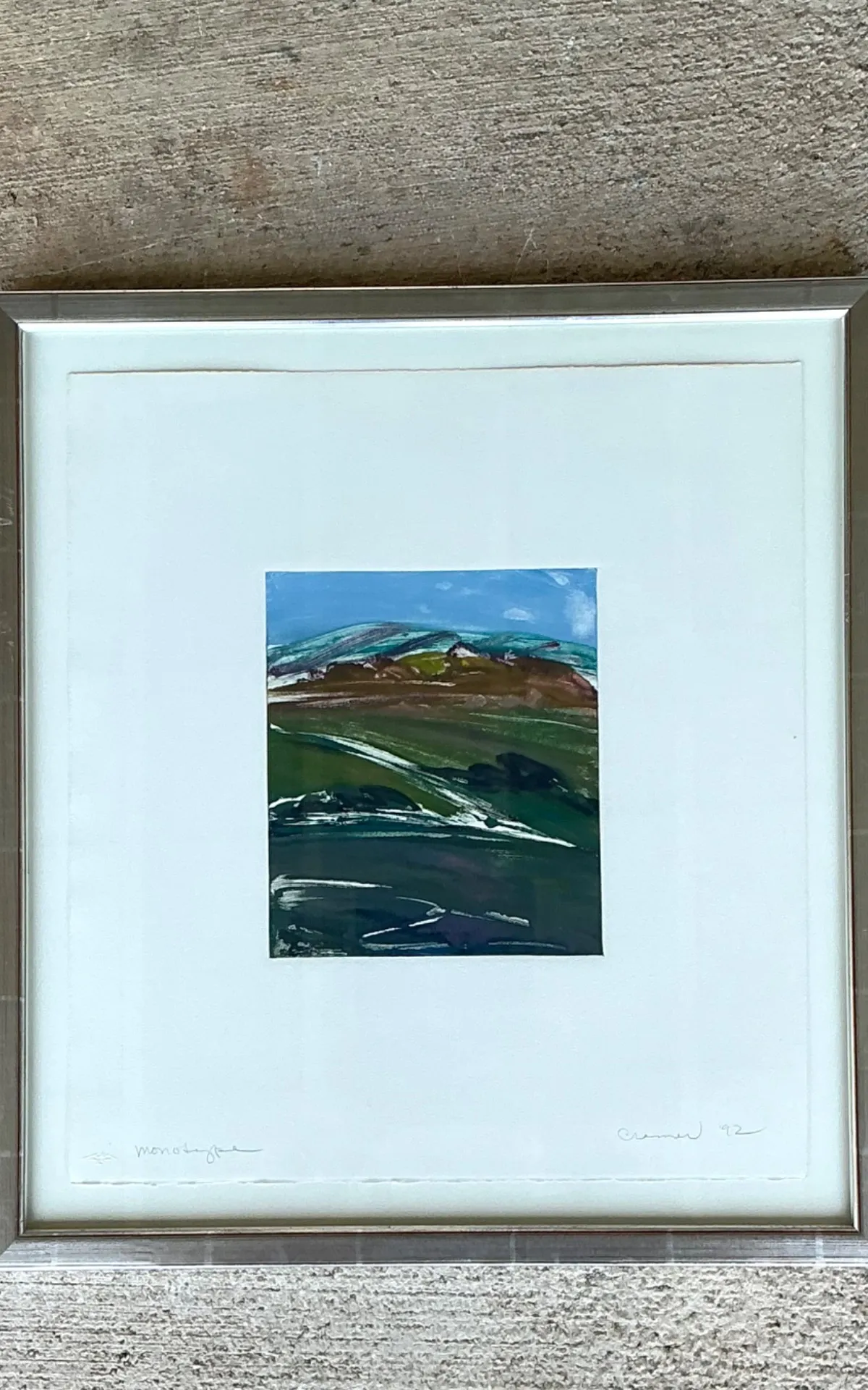 Framed Abstract Landscape Monotype Print — additional photo 6