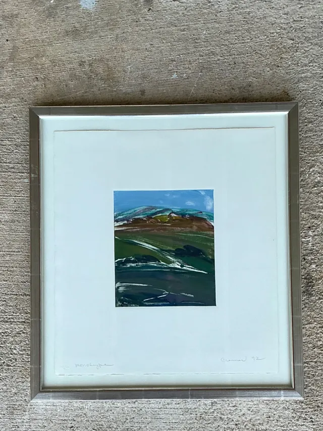 Framed Abstract Landscape Monotype Print — additional photo 1