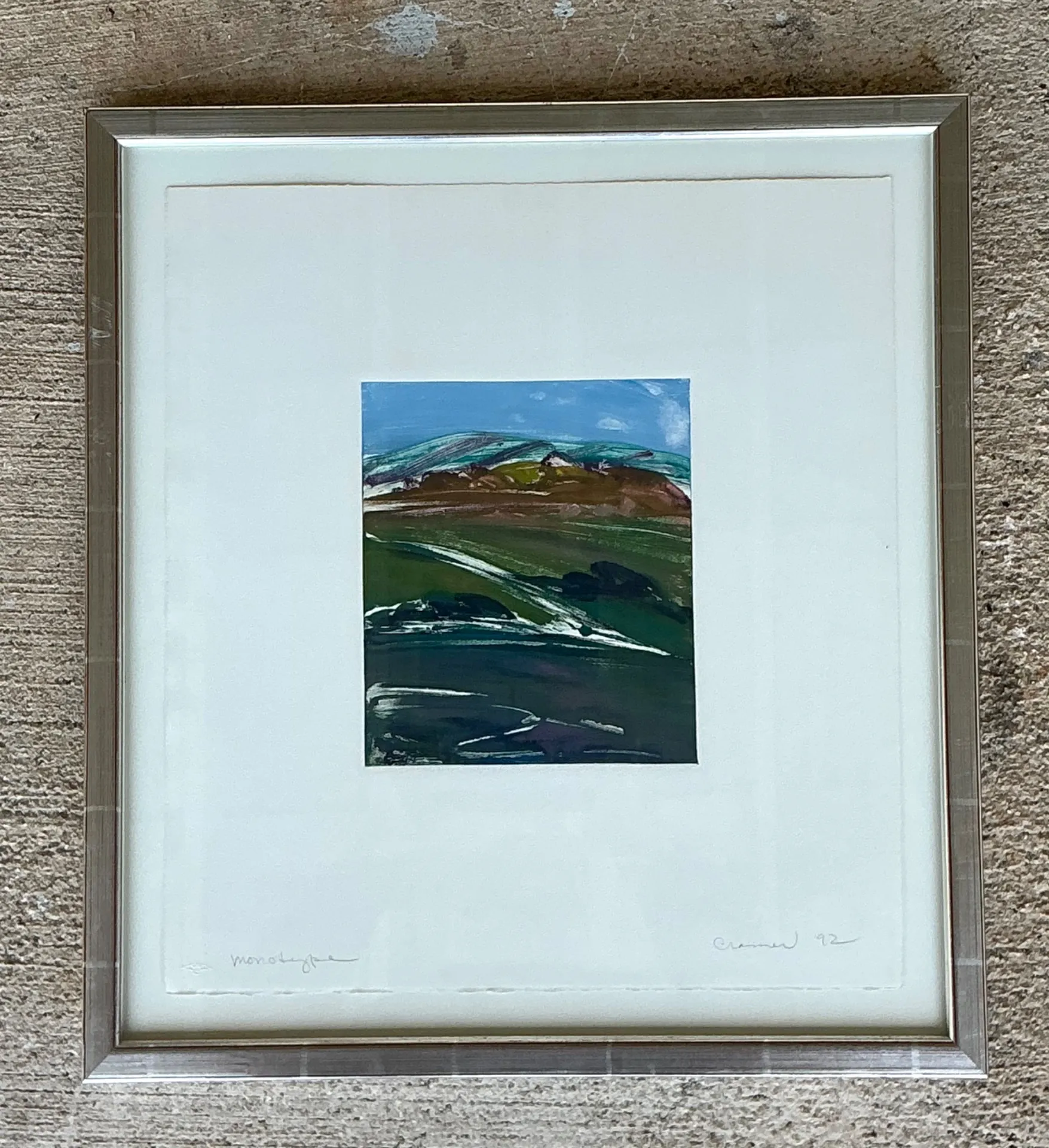 Framed Abstract Landscape Monotype Print — additional photo 7