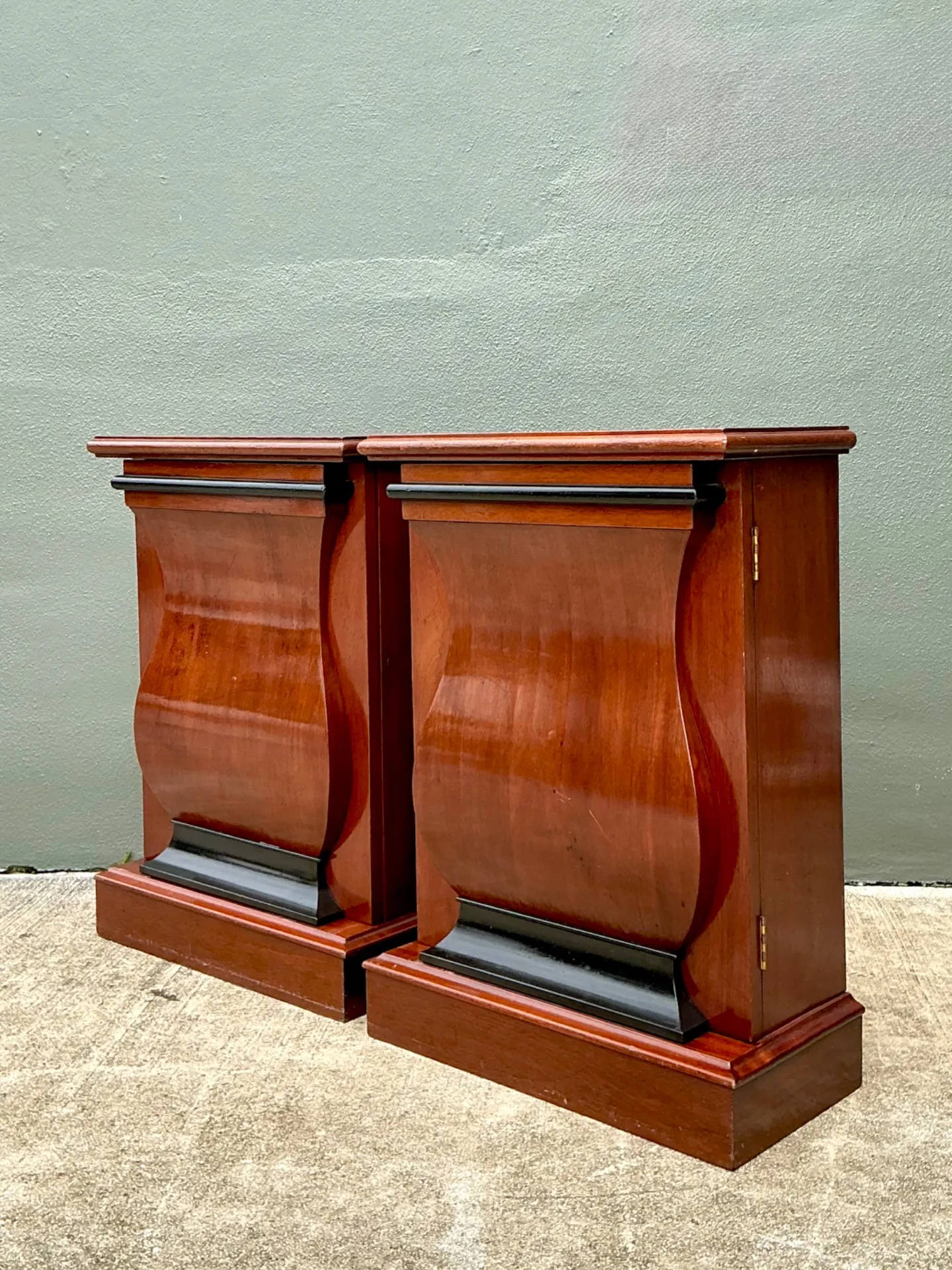 Vintage Mahogany Scroll Front Cabinets - A Pair — additional photo 2