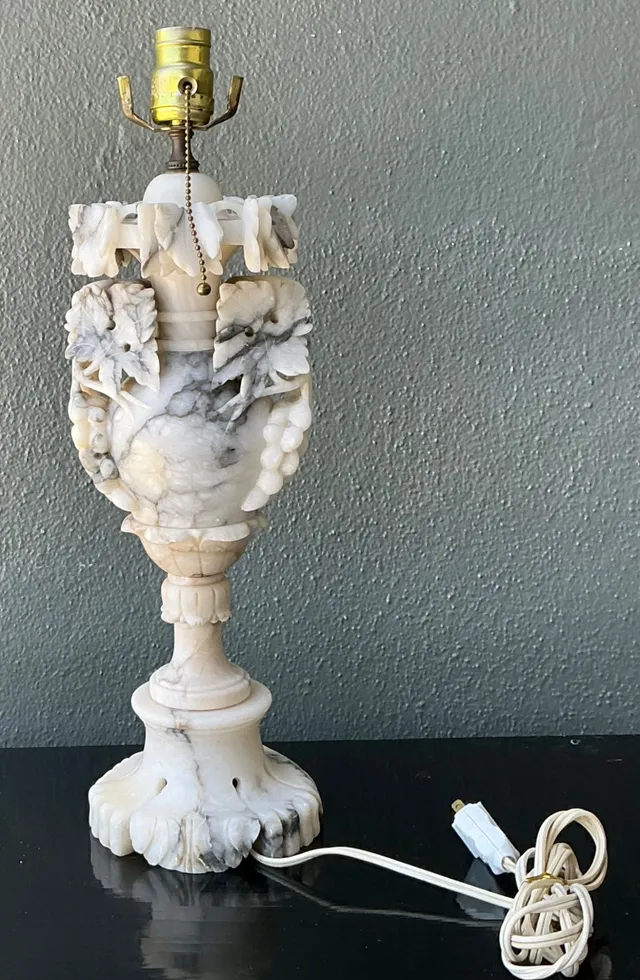 Vintage Carved Alabaster Lamp — additional photo 1