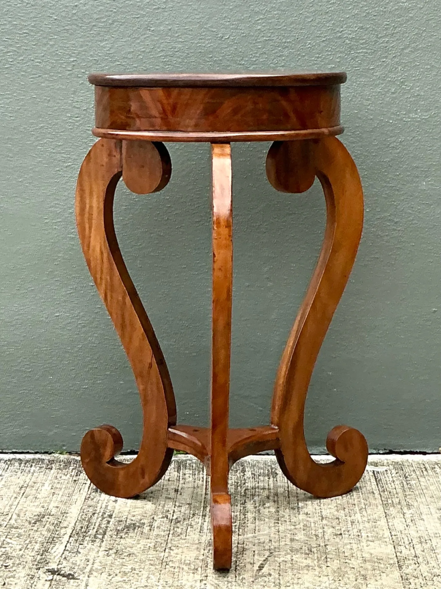 Vintage Round Top Wood Pedestal — additional photo 4