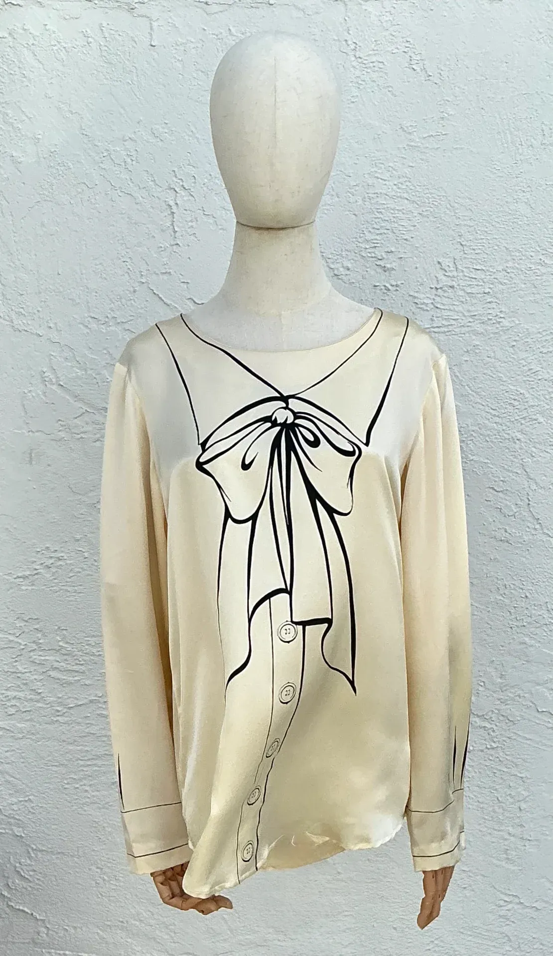 Vintage Moschino Silk Bow Print Blouse — additional photo 6