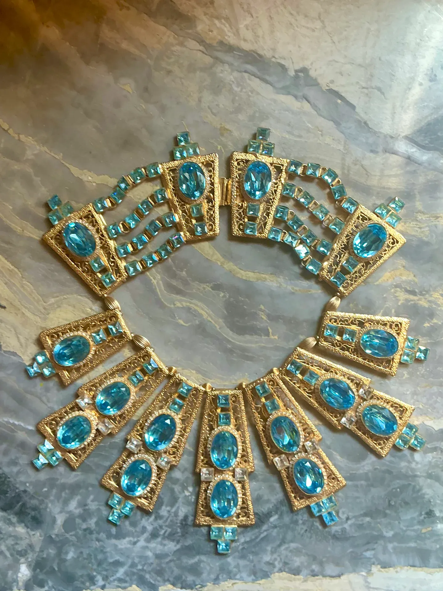 Vintage Light Blue Statement Collar Necklace — additional photo 1