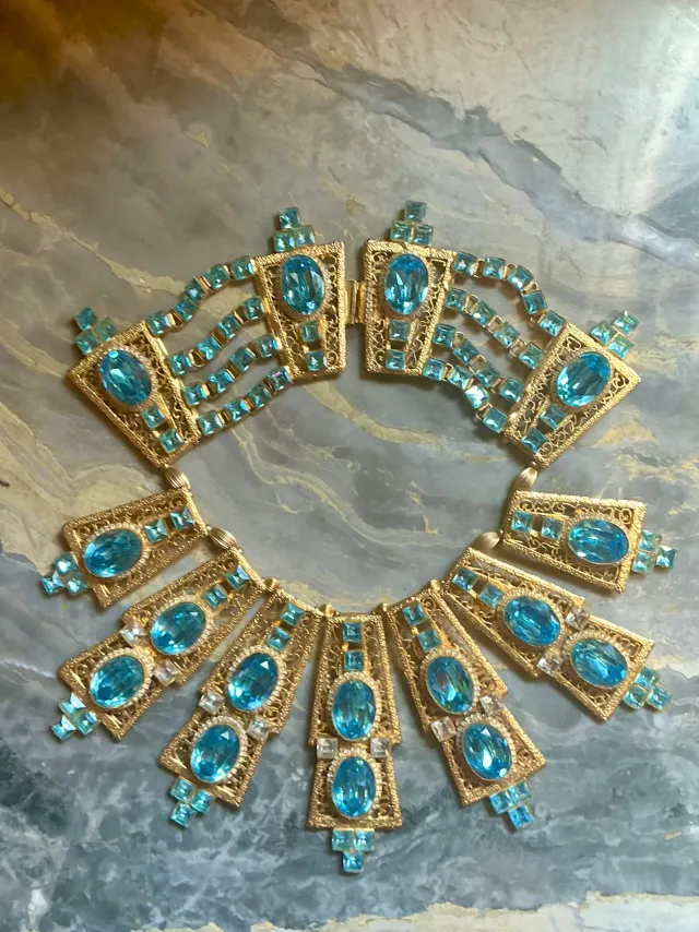 Vintage Light Blue Statement Collar Necklace — additional photo 1