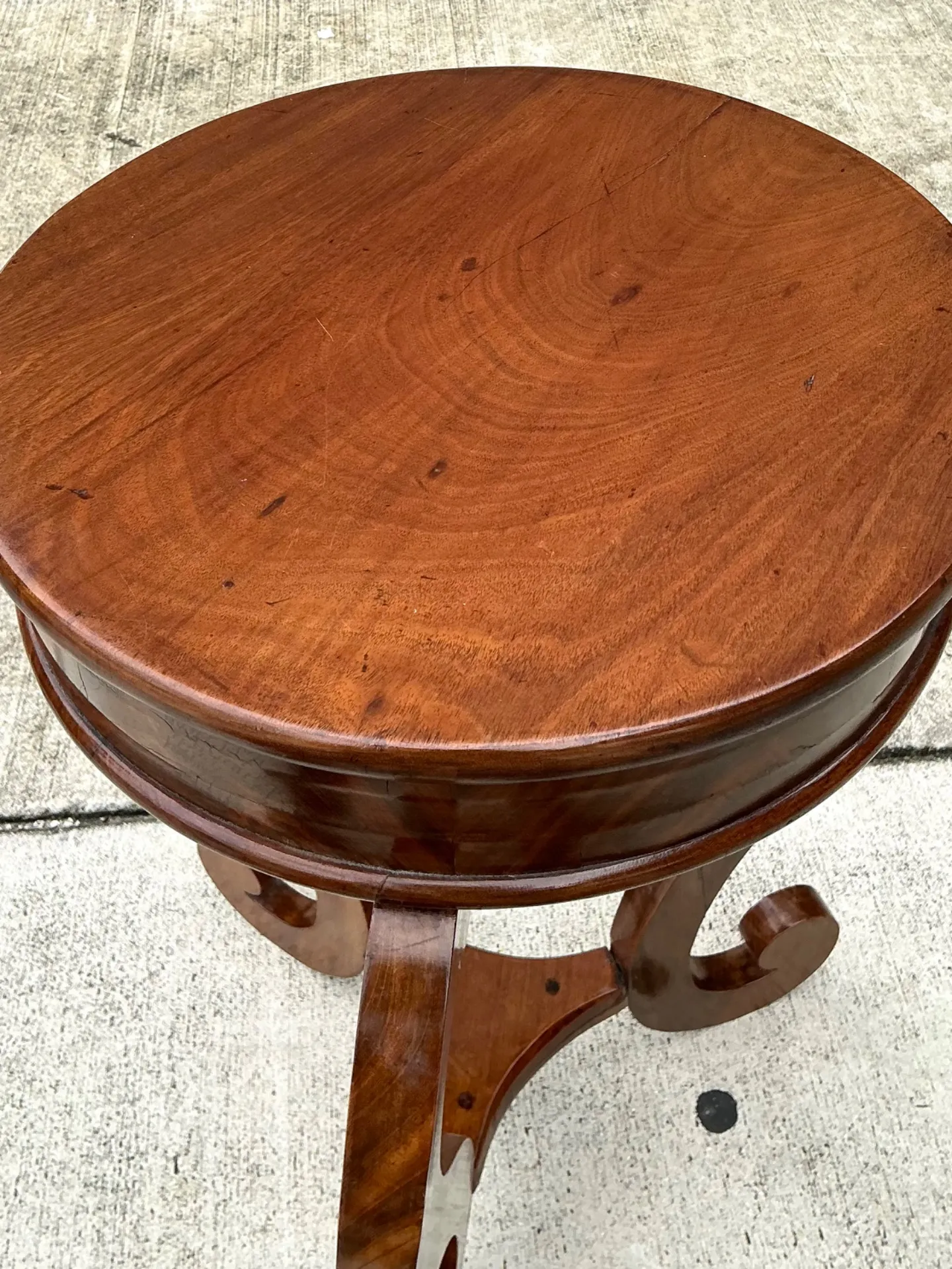 Vintage Round Top Wood Pedestal — additional photo 6