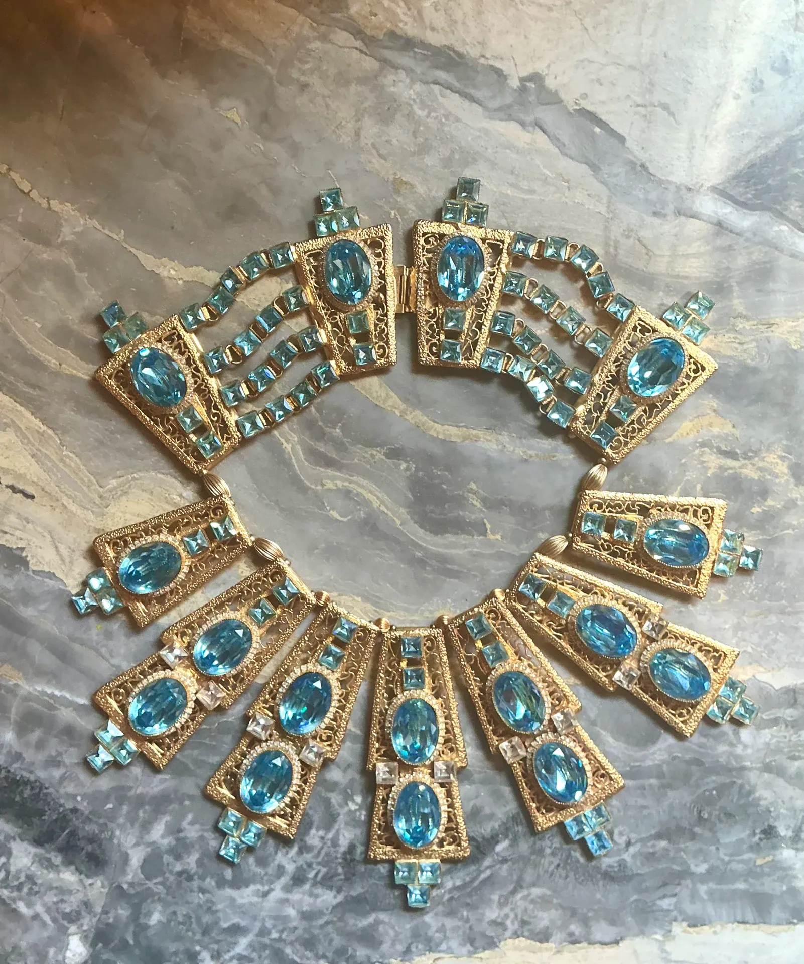 Vintage Light Blue Statement Collar Necklace — additional photo 2