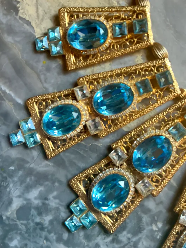 Vintage Light Blue Statement Collar Necklace — additional photo 3