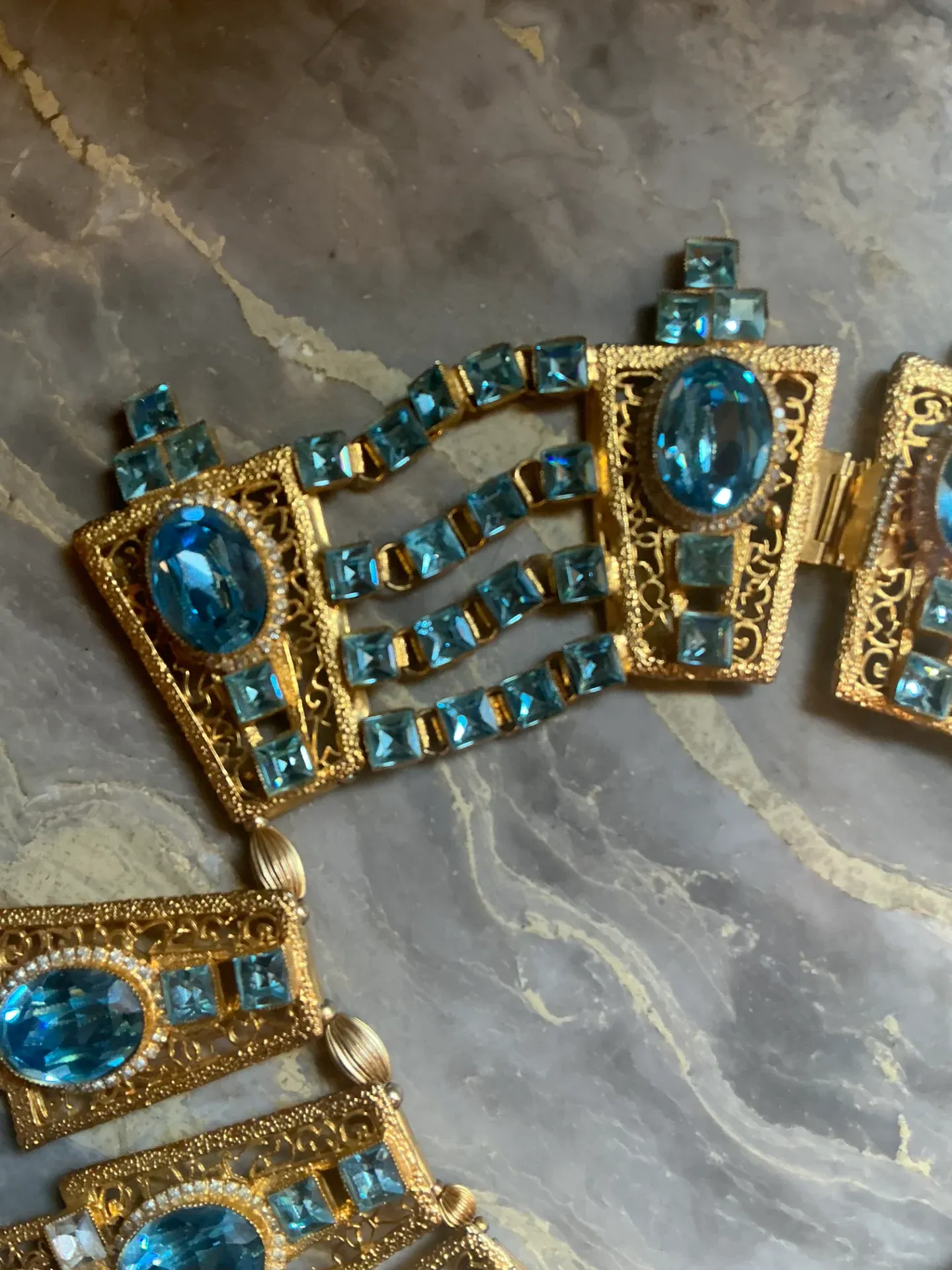 Vintage Light Blue Statement Collar Necklace — additional photo 4