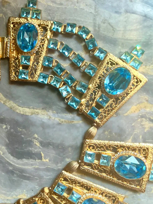 Vintage Light Blue Statement Collar Necklace — additional photo 5