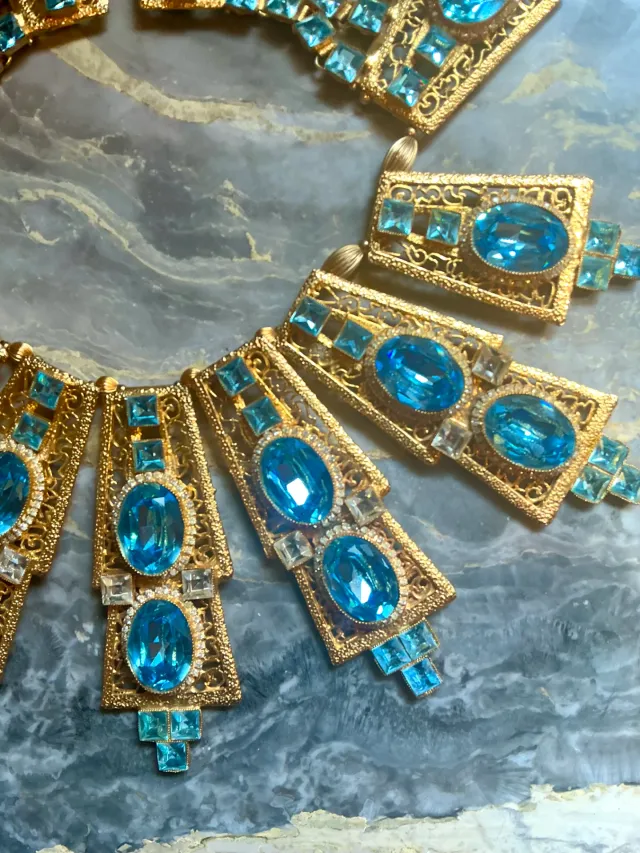 Vintage Light Blue Statement Collar Necklace — additional photo 6