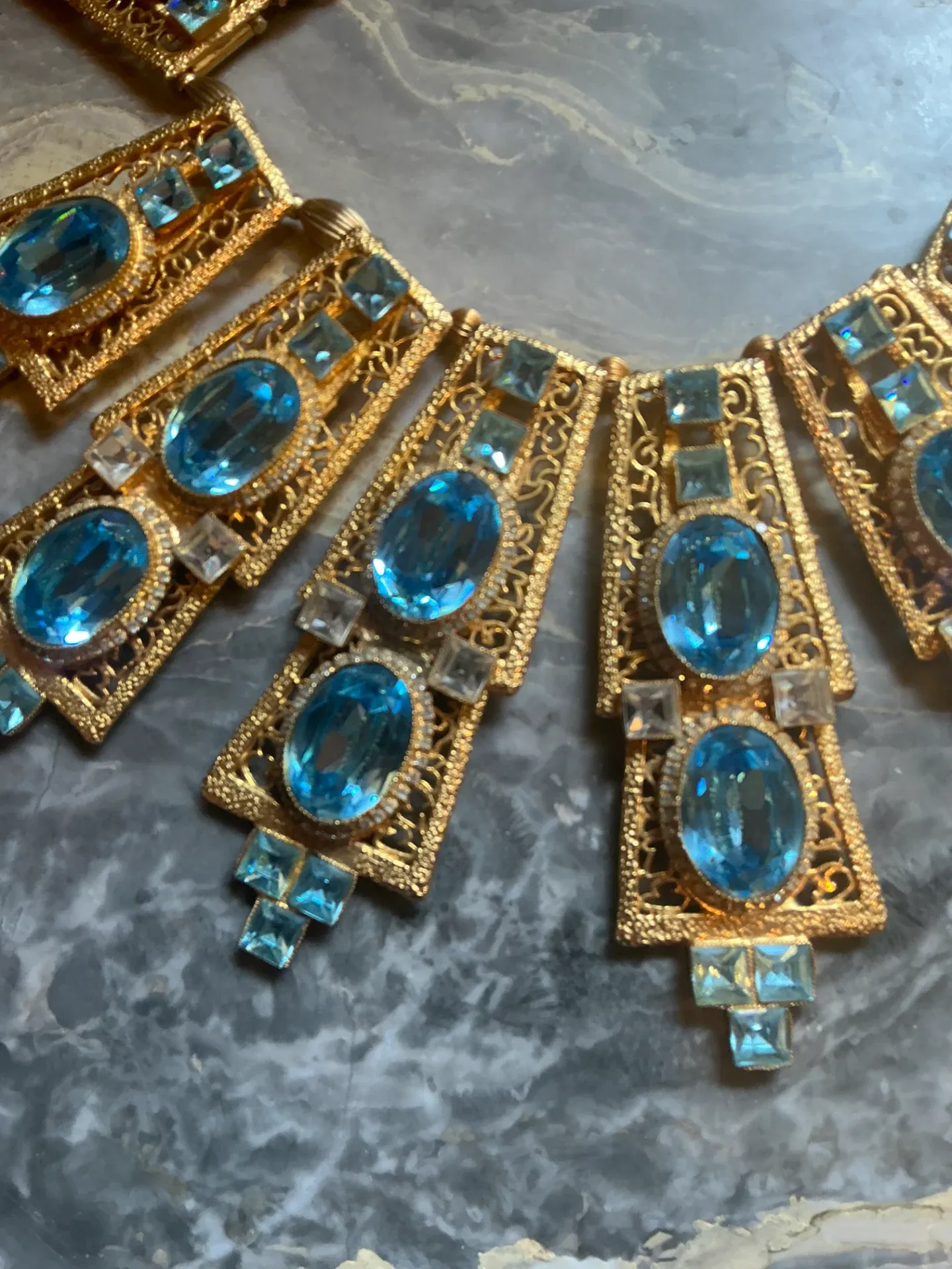 Vintage Light Blue Statement Collar Necklace — additional photo 7