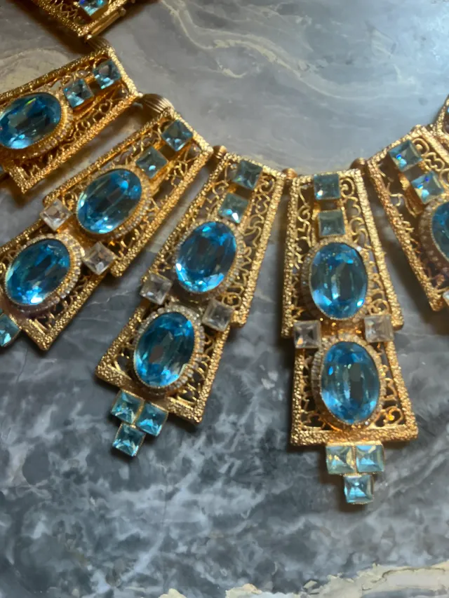 Vintage Light Blue Statement Collar Necklace — additional photo 7