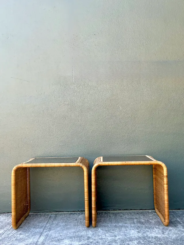 Vintage Rattan Waterfall Side Tables - Pair — additional photo 8