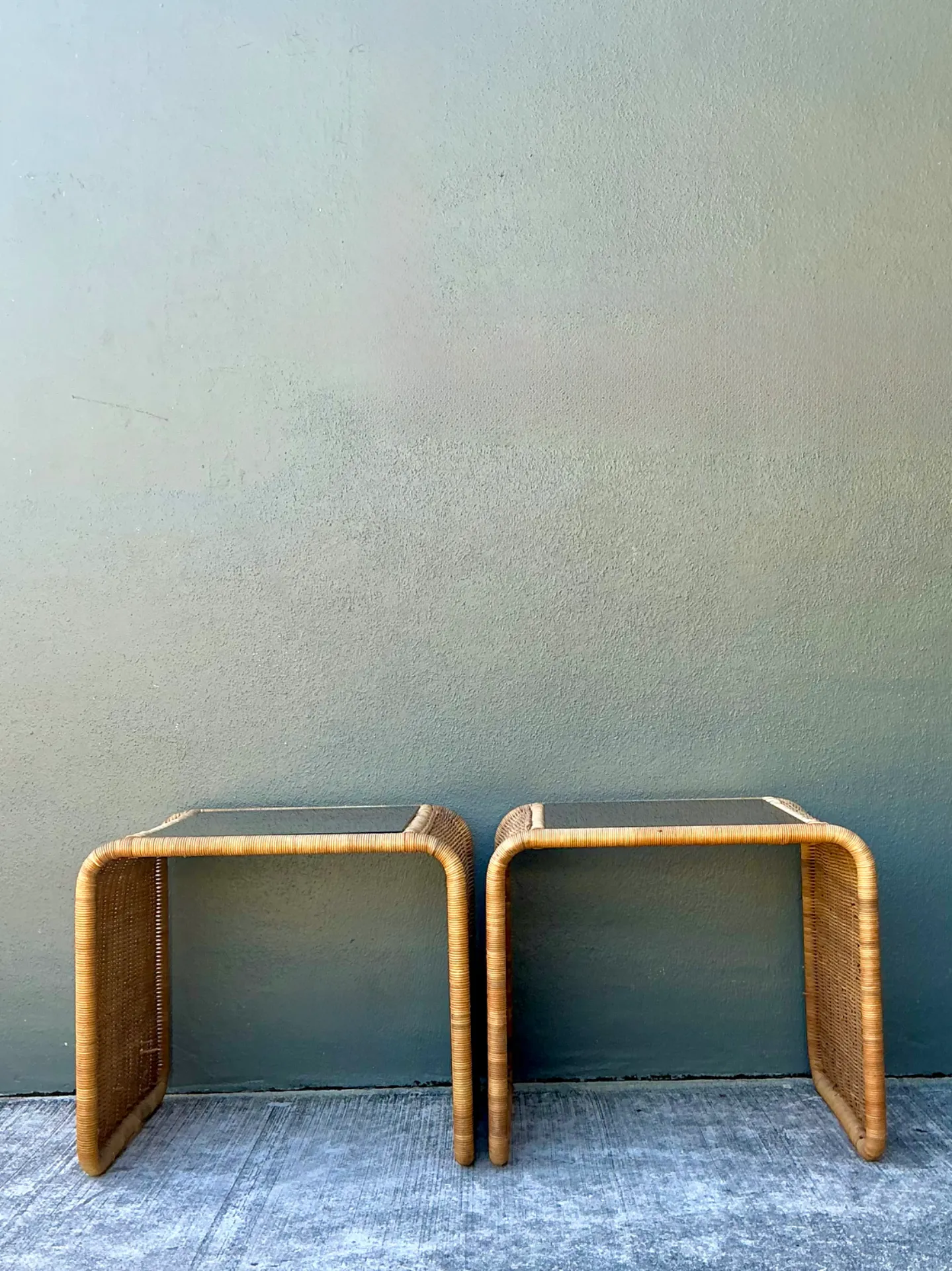 Vintage Rattan Waterfall Side Tables - Pair — additional photo 7
