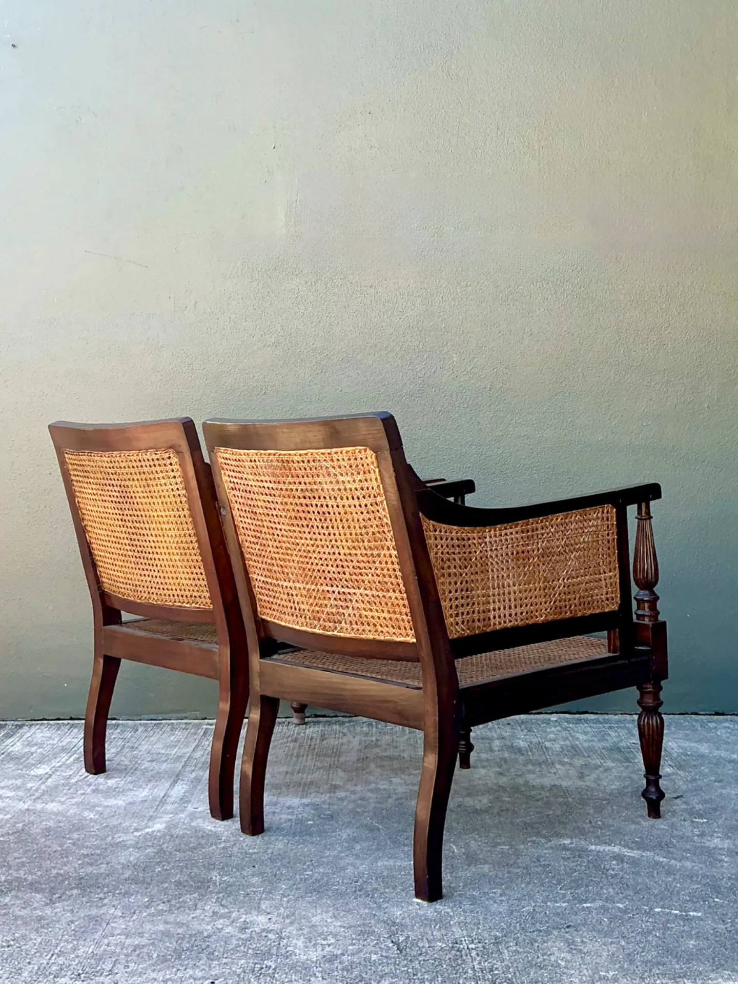 Vintage Carved Wood and Cane Chairs - Pair — additional photo 4