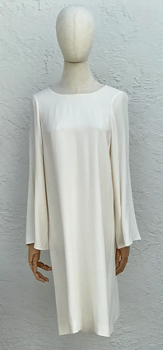Helmut Lang Ivory Long Sleeve Shift Dress — additional photo 2