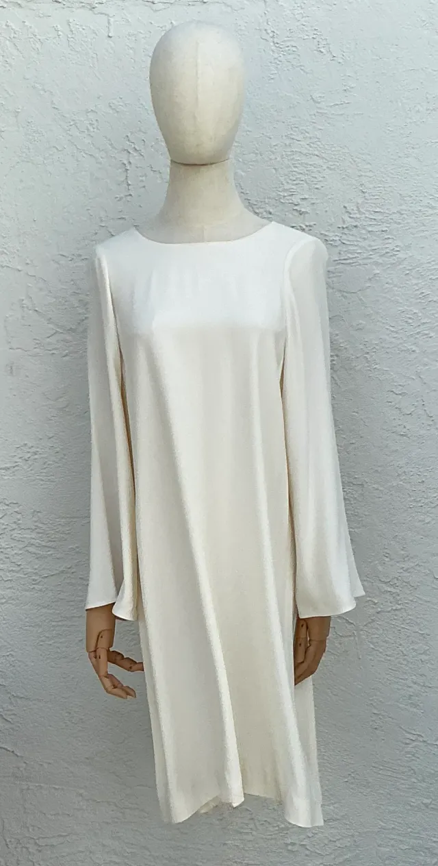 Helmut Lang Ivory Long Sleeve Shift Dress — additional photo 4