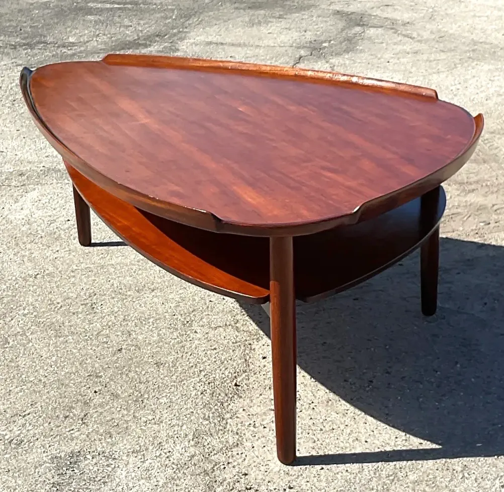 Vintage MCM Swedish Yngve Ekstrom Teak Surfboard Coffee Table — additional photo 1