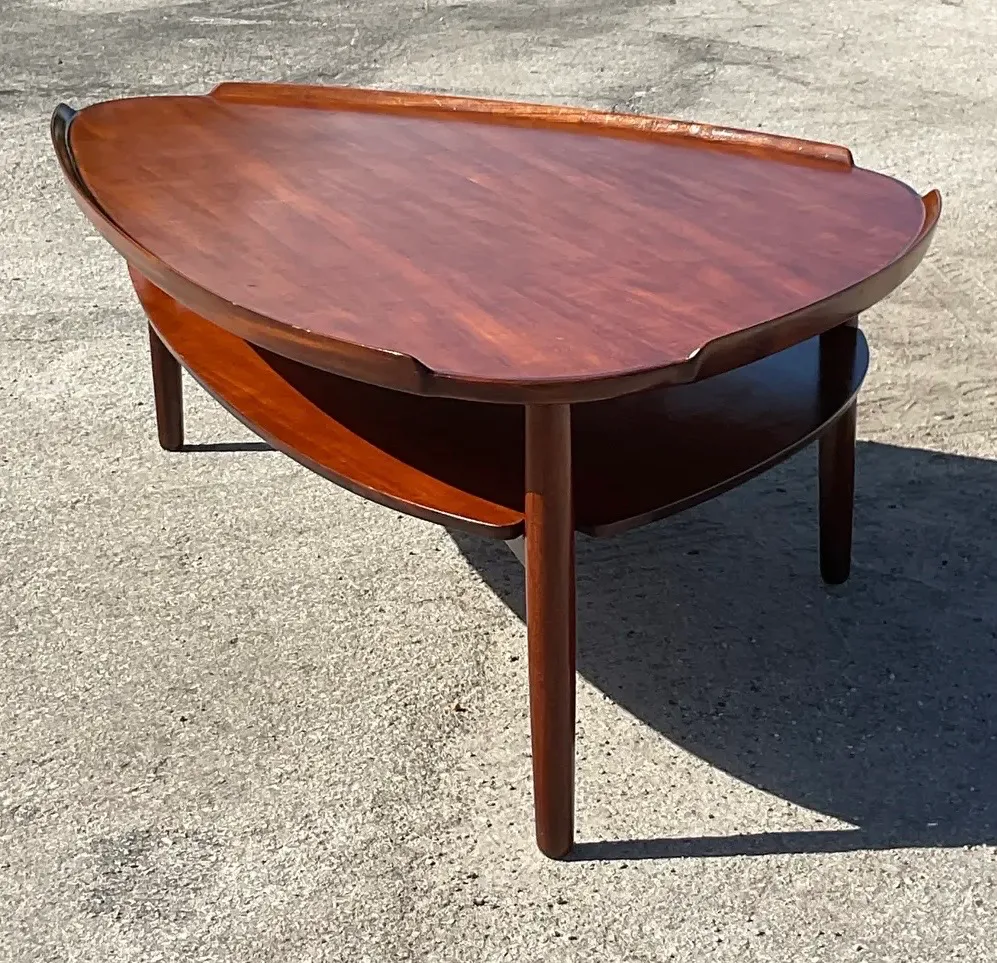 Vintage MCM Swedish Yngve Ekstrom Teak Surfboard Coffee Table — additional photo 4